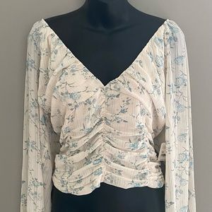 Free people, size M, floral cropped blouse, EUC